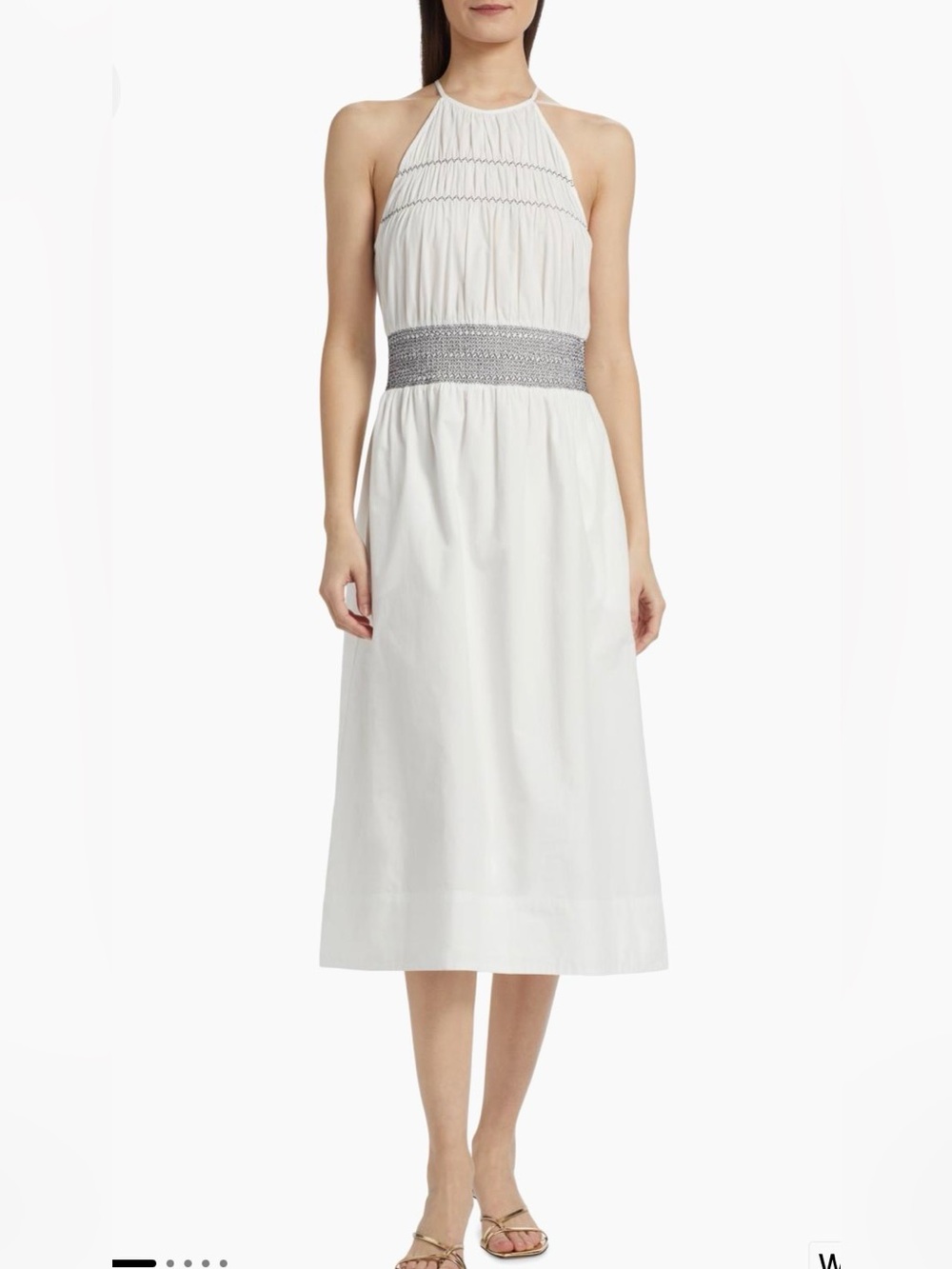 Rami Brook White Dress with Navy Blue Stitching